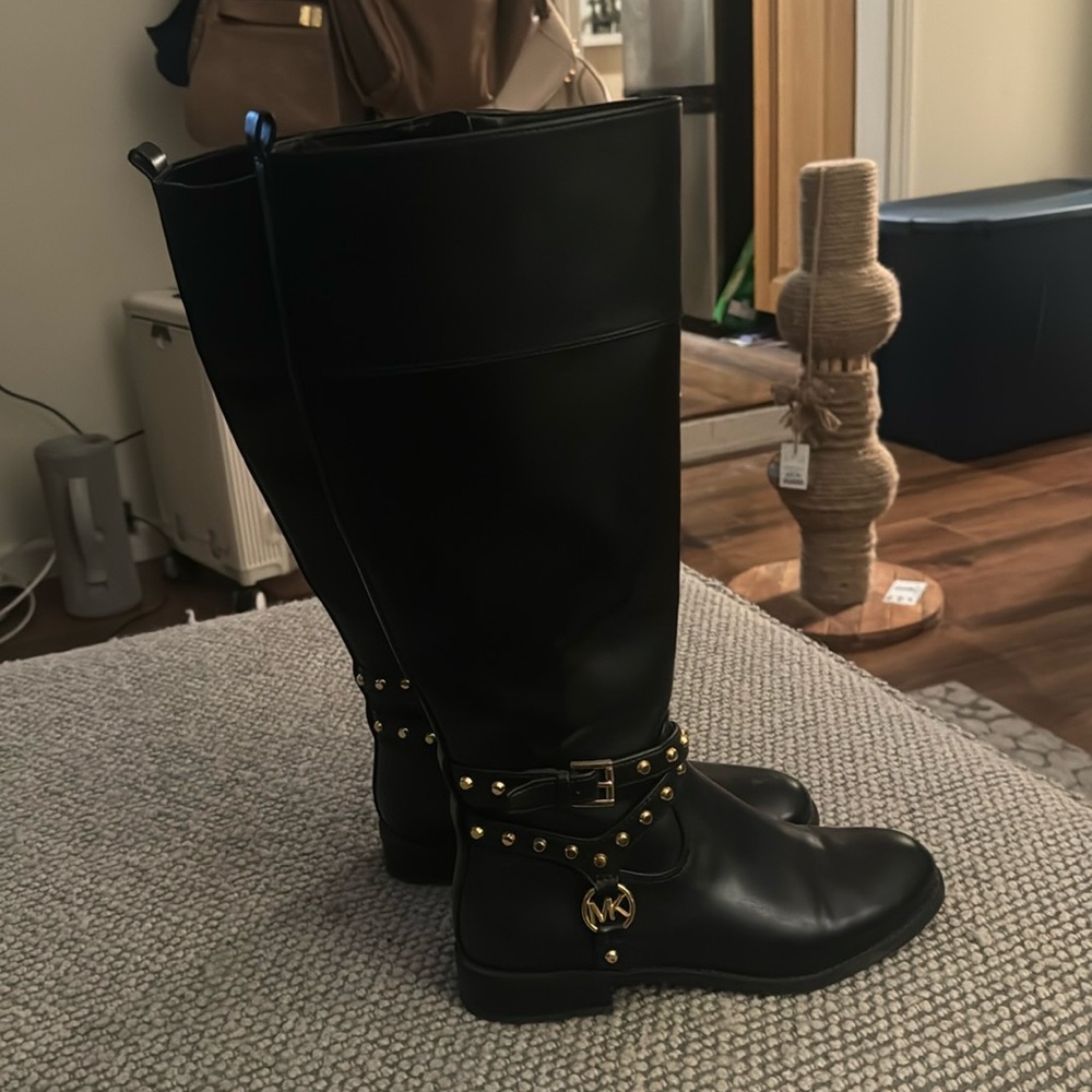Micheal kors gold studded boots